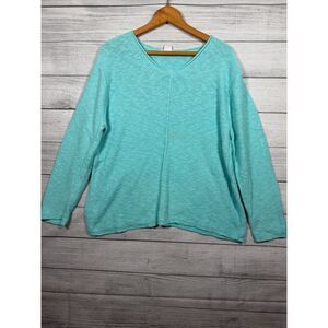 Avalin Mint Green Knit Sweater Womens L XL V Neck One Size #4514